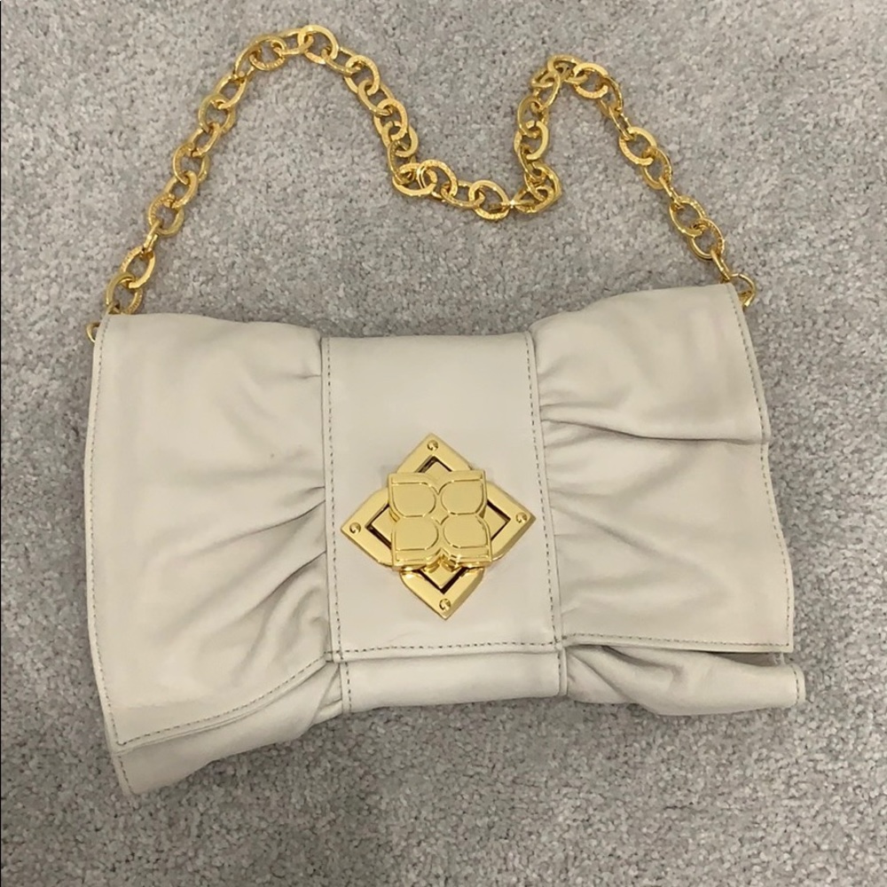 BCBG Bone leather convertible clutch/shouldbag